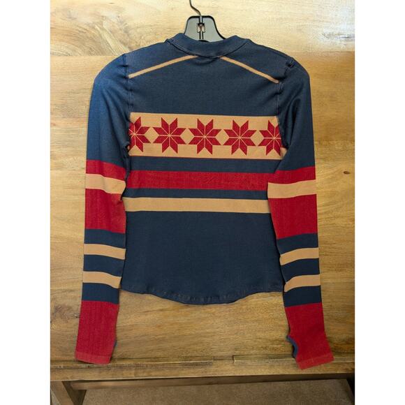 Free People Movement Sweater Women's XS Blue Striped Long Sleeve Crew Neck NWT - Picture 2 of 3